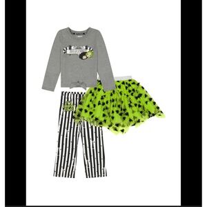Carters Beetlejuice 3 Piece Set Girls Top Pants Tutu Halloween Costume Size 5T‎